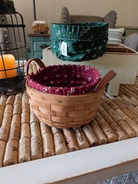Longaberger 1995 Button Basket With 2 Fabric Liners